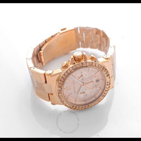 MICHAEL KORS Rose Gold-tone Baguette Bezel Chronograph Ladies Watch 43 mm - Picture 10 of 12